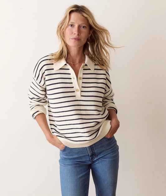 Valerie Polo Sweater | Cream + Twilight Stripe