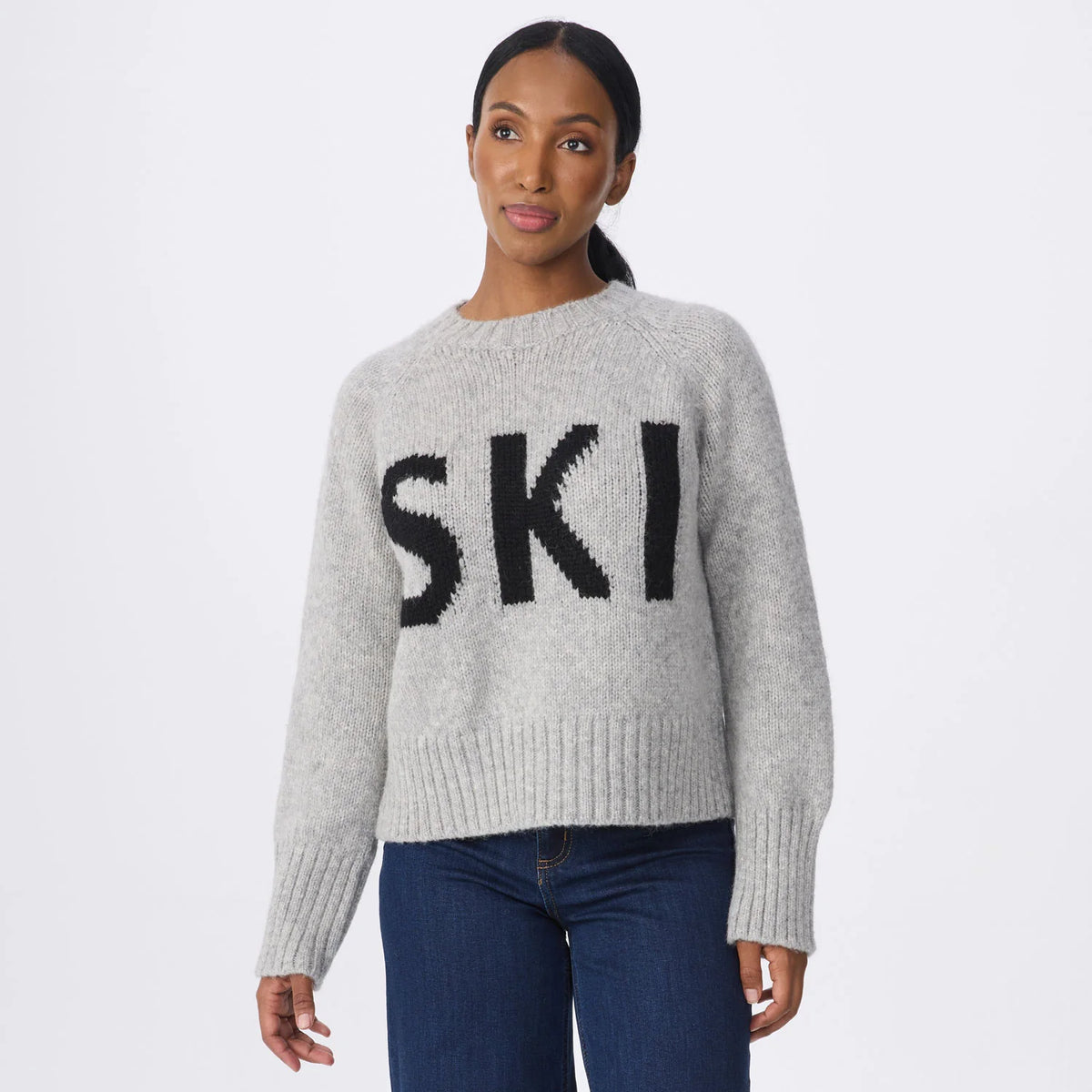 SKI Crew Neck Sweater | Heather Silver