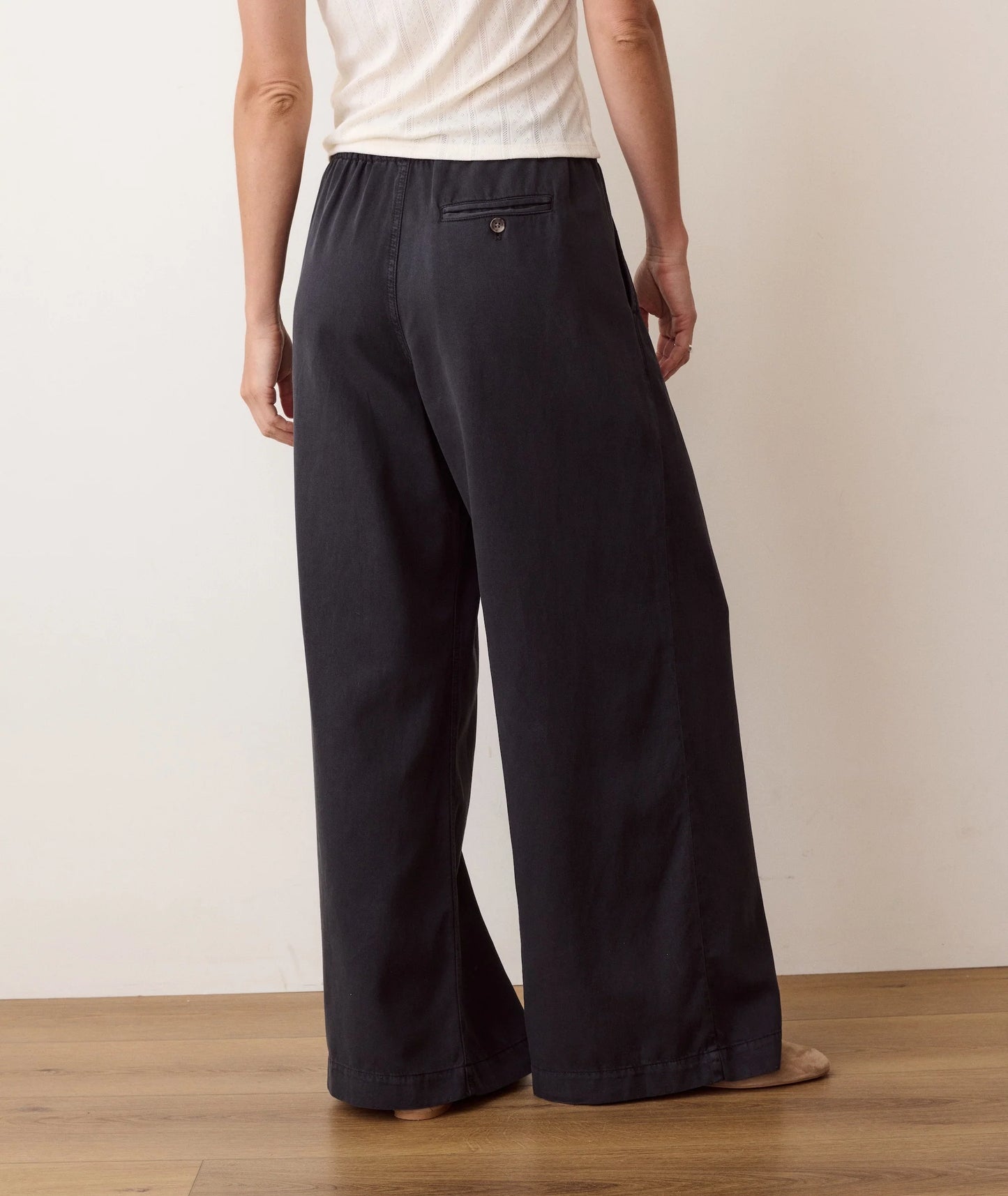 Allison Pleated Wide Leg Trouser | Washed Black