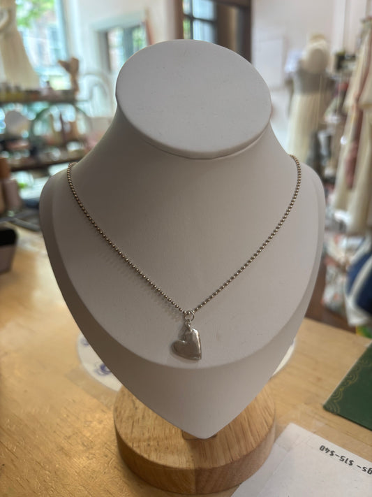 Sterling Silver Heart Pendant with Saphire