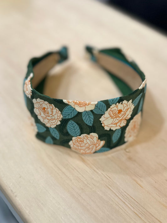 Handmade Headband Peonies - Green