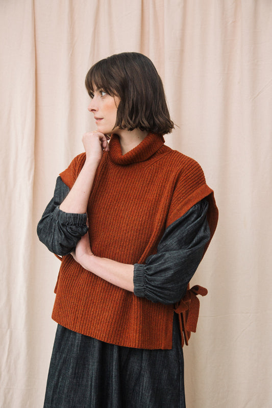 Kanon Recycled Wool Knitted Vest | Paprika Marl