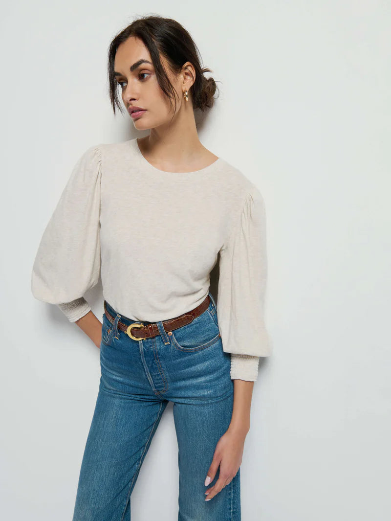 Loren Peasant Tee | Heather Oatmeal