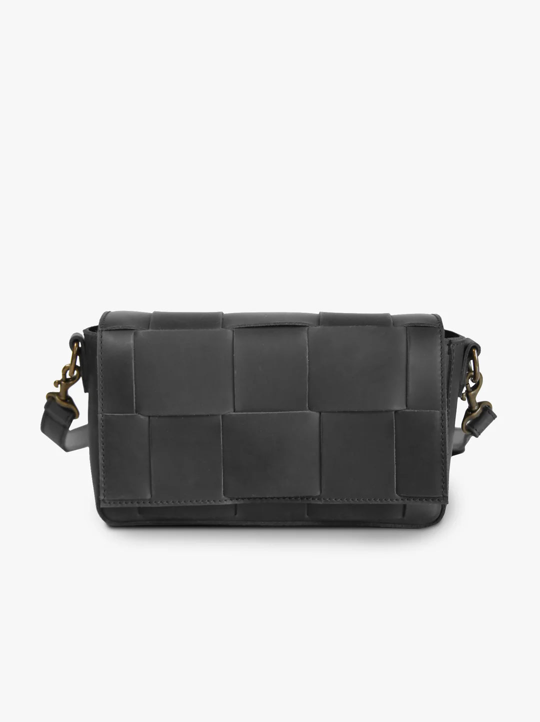 Mini Flap Woven Crossbody| Black