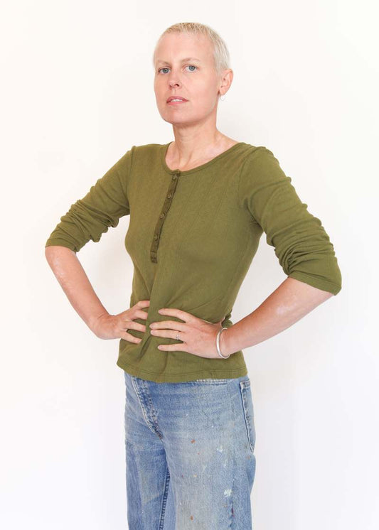 Prairie Underground Pointelle Henley - Grass