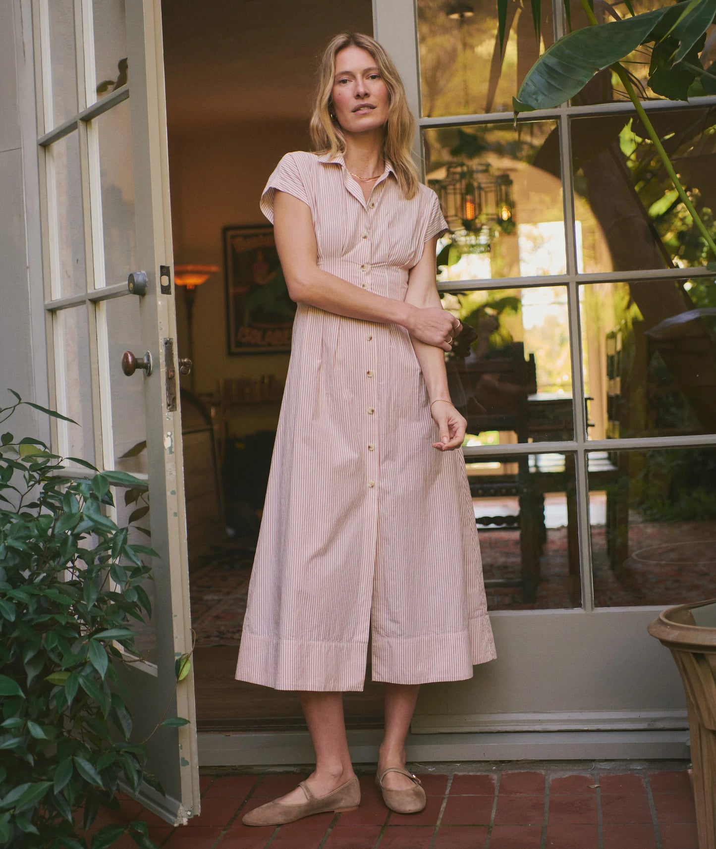 Arden Midi Shirt Dress | Rust/White Stripe
