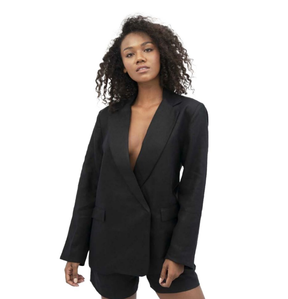 Organic Linen Havana Blazer | Black