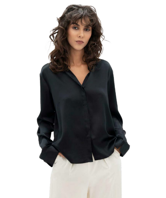 Regenerated Silk Kobe Blouse | Black