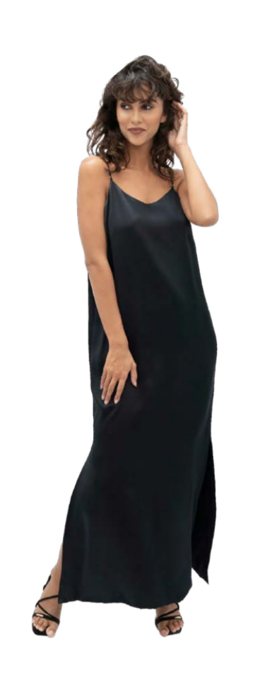 Regenerated Silk Calabar Dress | Black