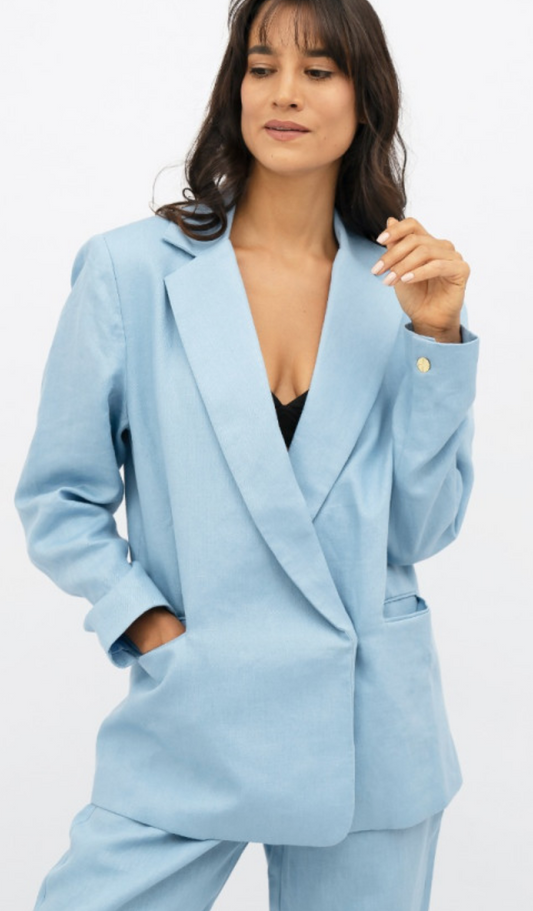 Organic Linen Havana Blazer | Blue