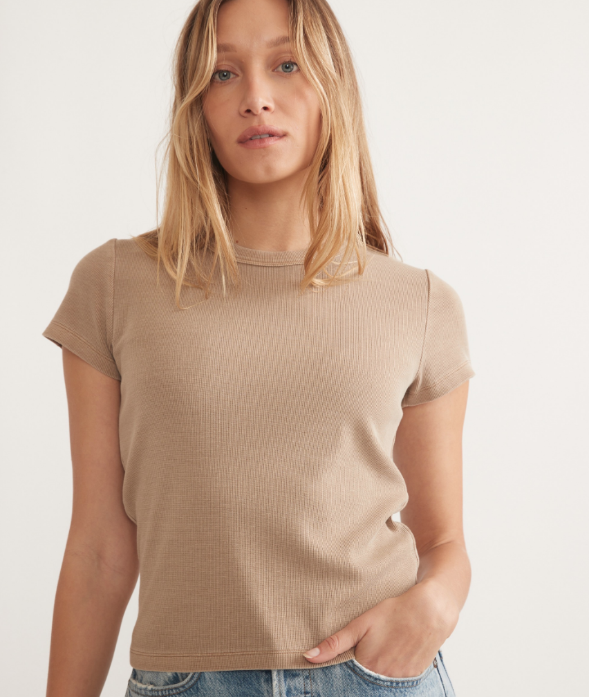 Lexi Rib Sun-In Crew Tee | Mocha