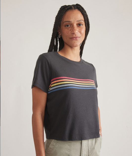 Easy Crop Rainbow Stripe | Washed Black