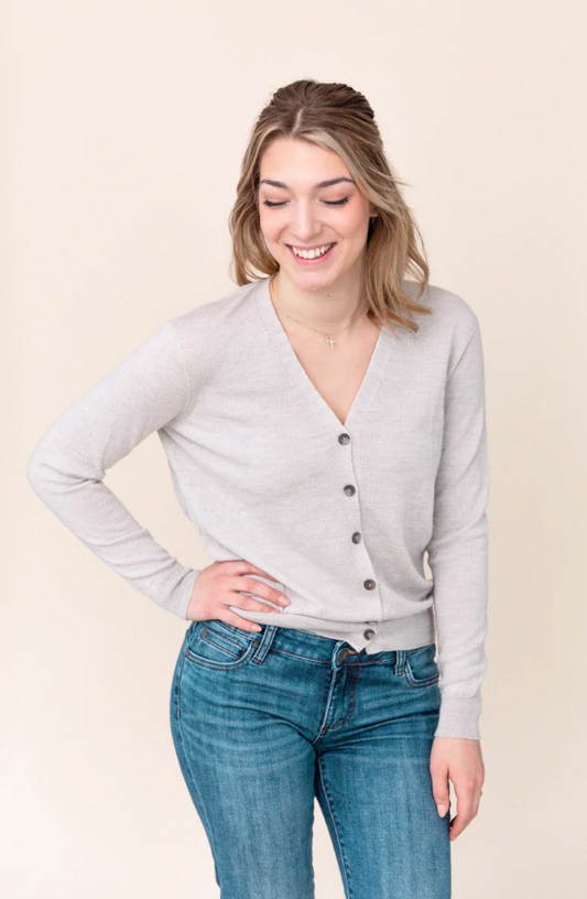 Merino Ava Cardigan | Silver