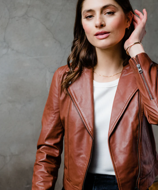 Maha Leather Jacket | Whiskey