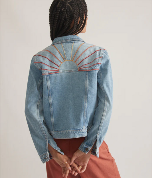 Sunshine Embroidered Denim Jacket | Light Wash