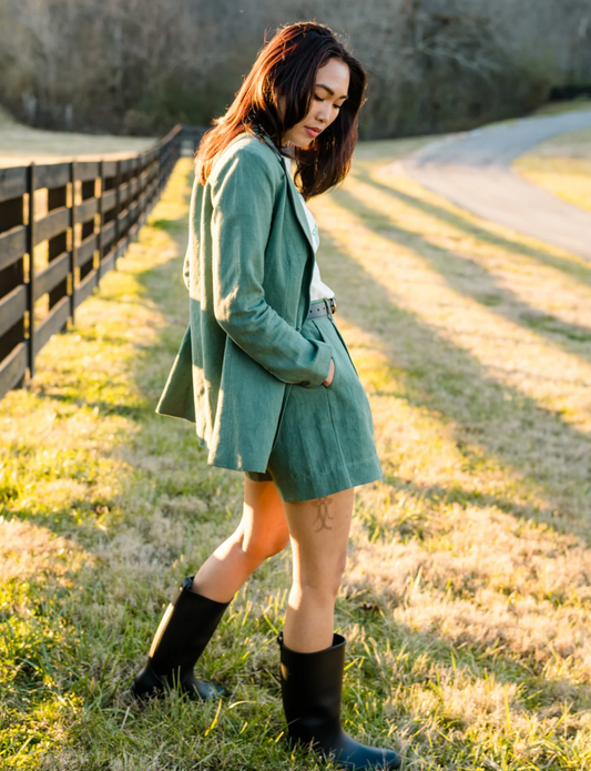 Heather Linen Blazer | Green