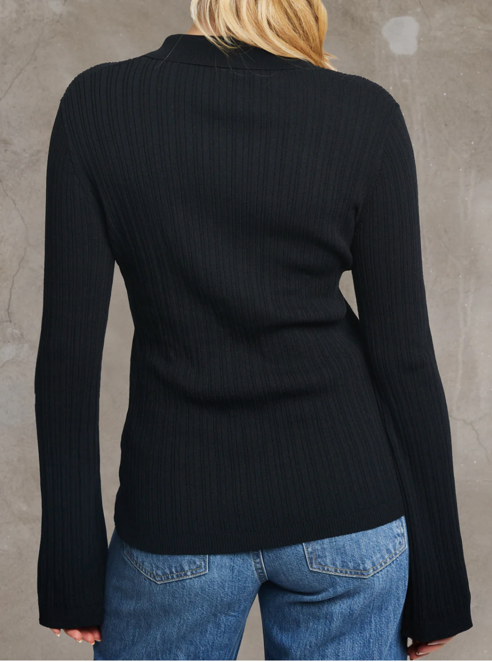 Serena Rib-Knit Cardigan | Black