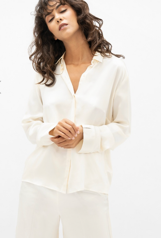 Regenerated Silk Kobe Blouse | Pearl