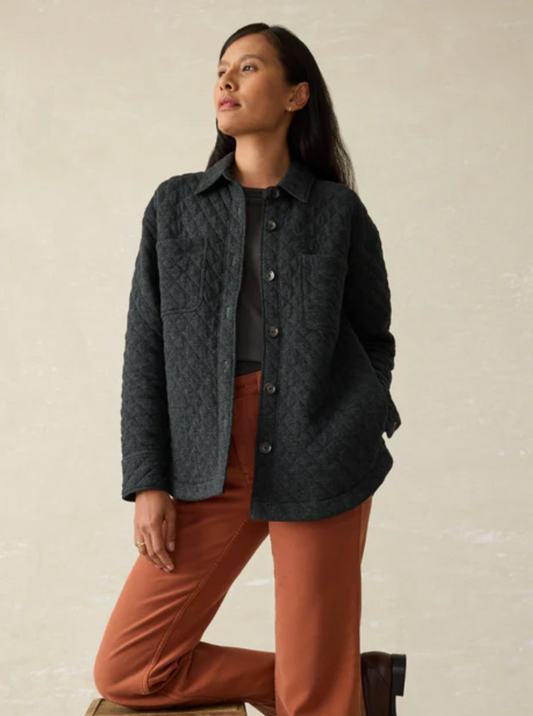 Epic Quilted Fleece Shirt Jacket | Black Heather