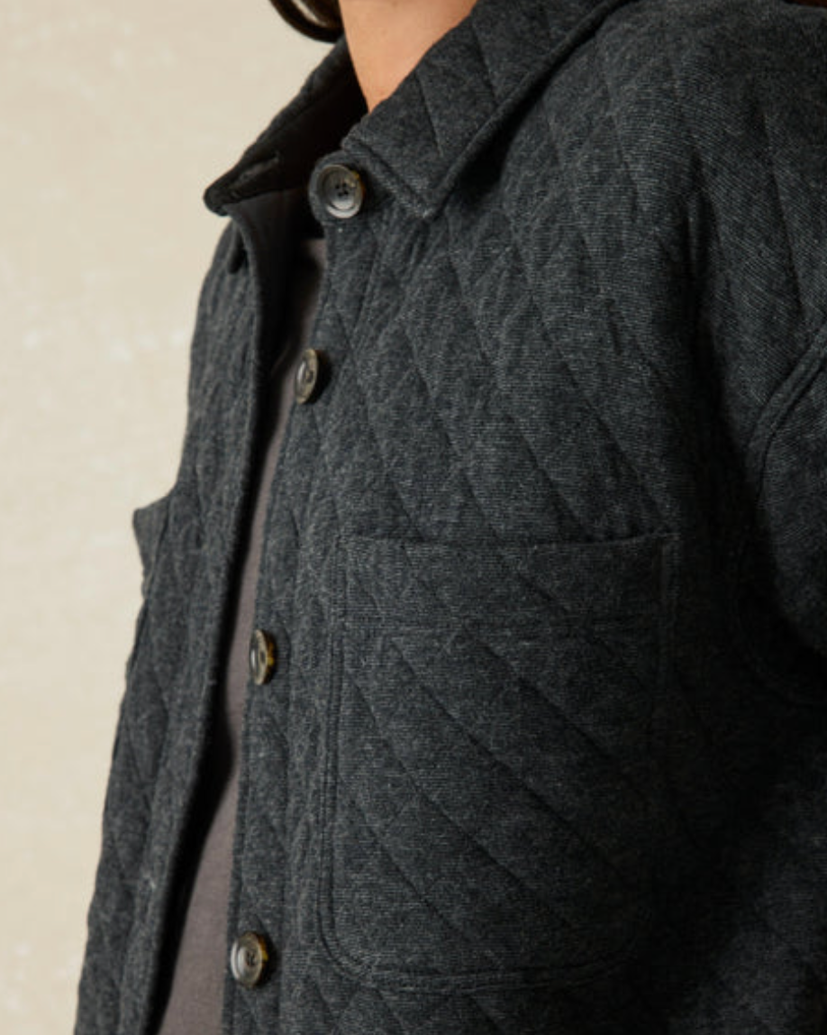 Epic Quilted Fleece Shirt Jacket | Black Heather