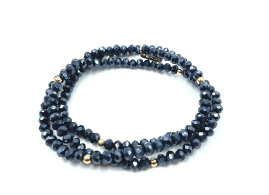 OG Shimmer Bracelet Stack in Metallic Navy + Gold