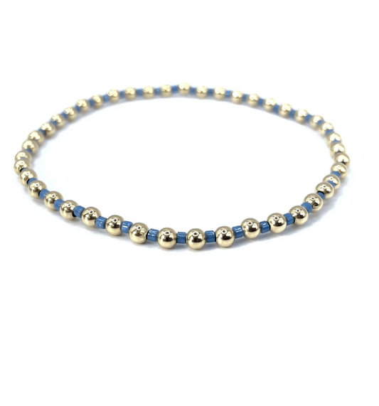 3mm Color Crush Newport STORMY blue & Gold Waterproof Bracelet 7"