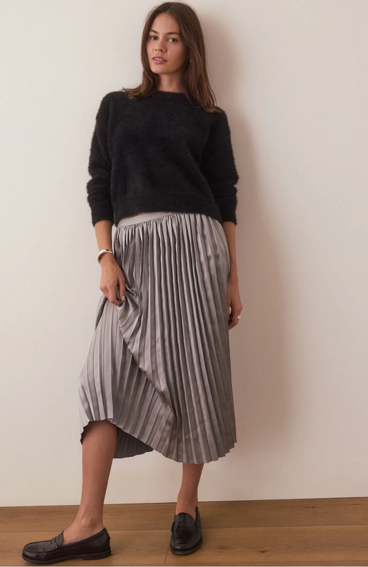 Chelsea Pleated Midi Skirt | Silver