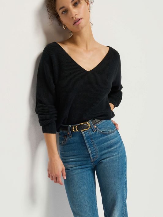 Lourde Black V neck Sweater