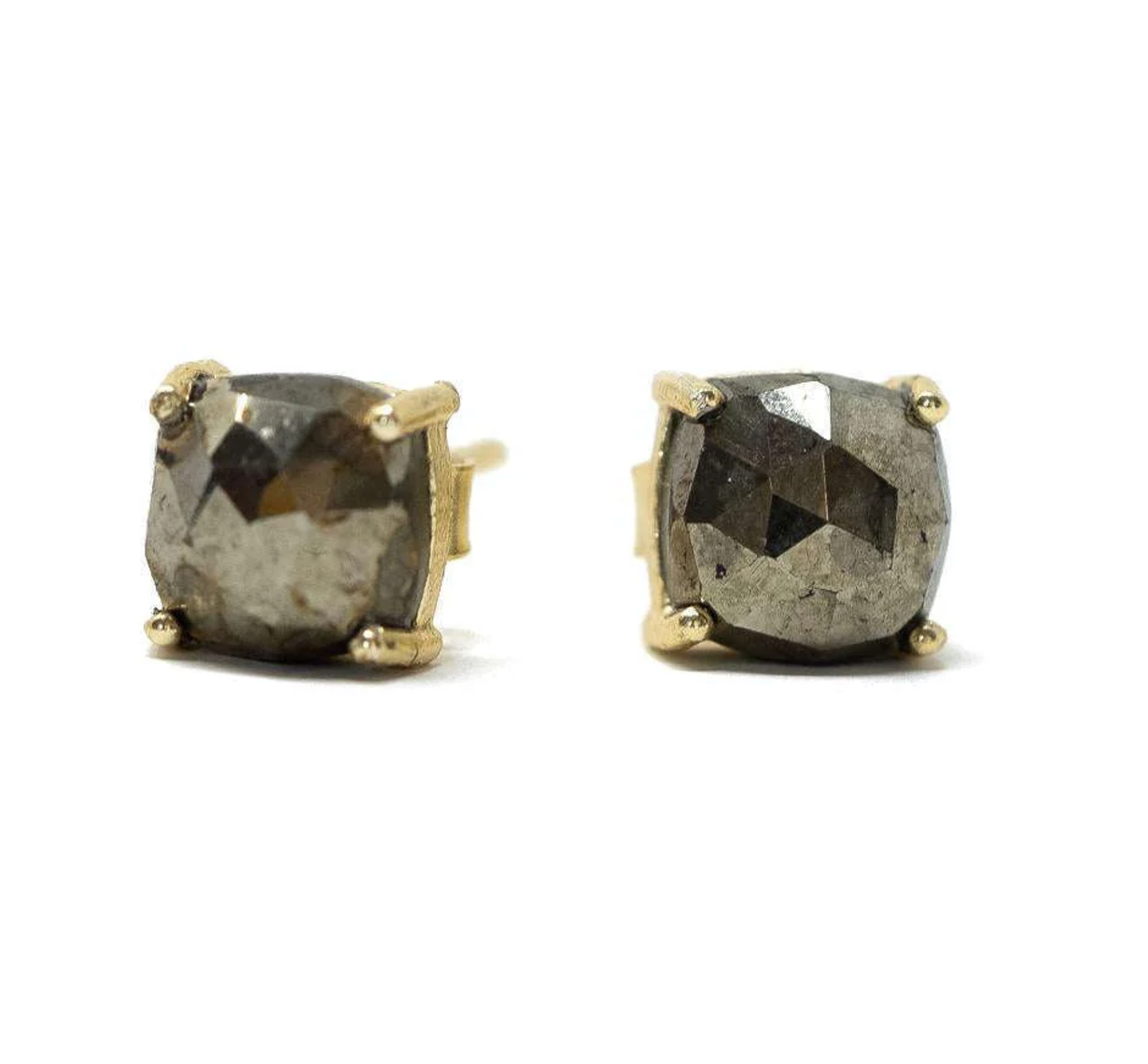 Natural Pyrite Square Stud Earring