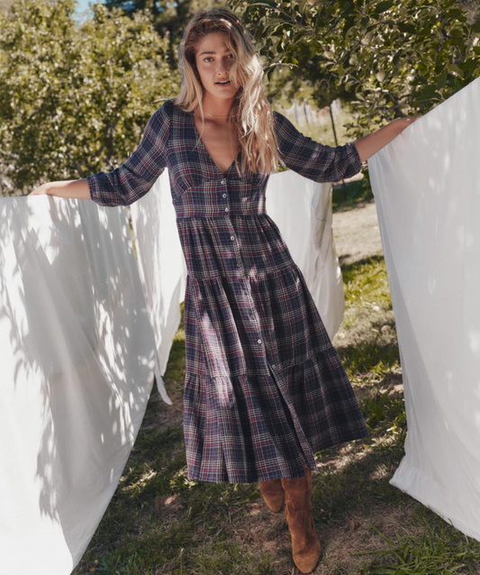 Maeve Maxi Dress | Navy Plaid