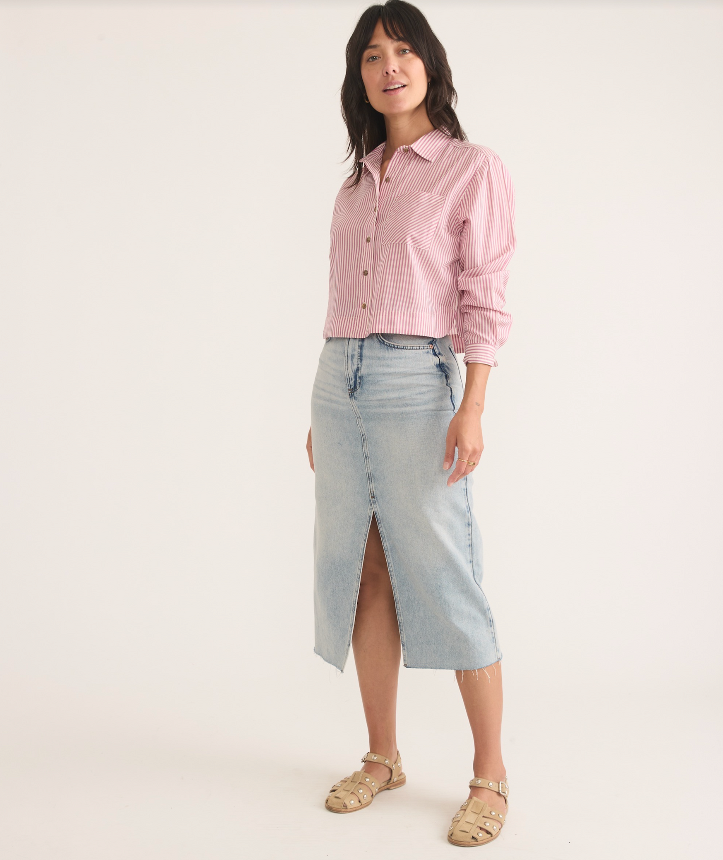 Fawn Denim Midi Skirt