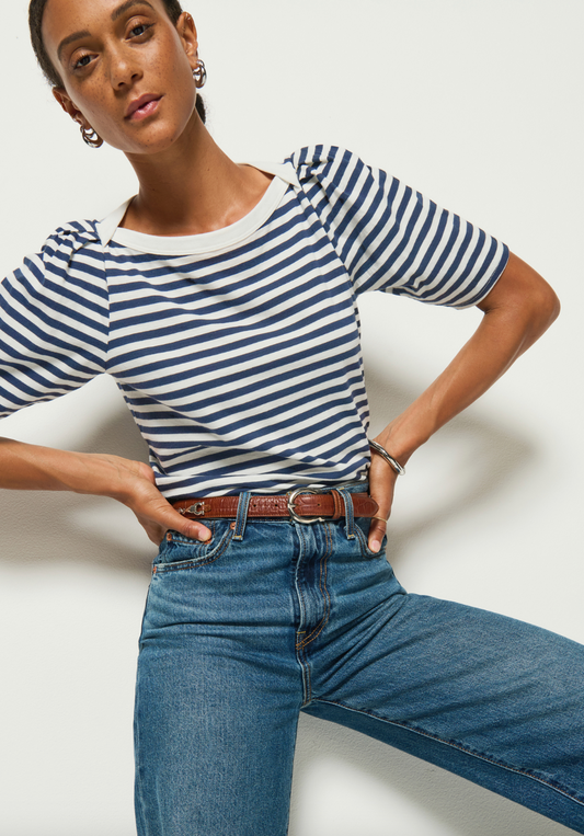 Deana Stripe Envelope T-Shirt | Navy Stripe