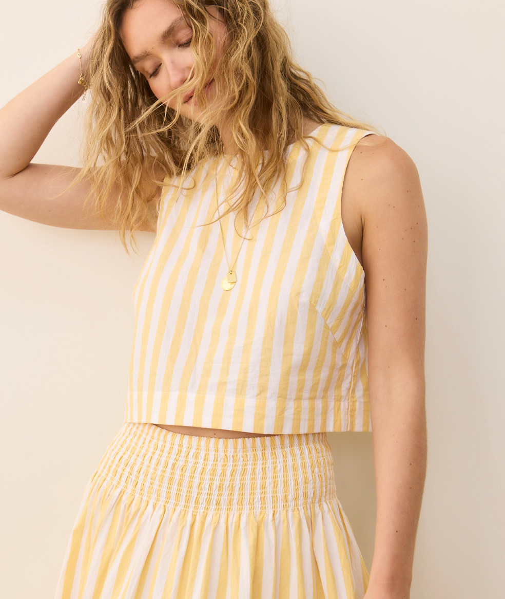 Quinn Poplin Tank | Marigold Stripe