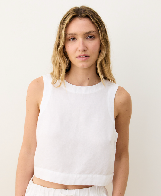 Quinn Linen Tank| White