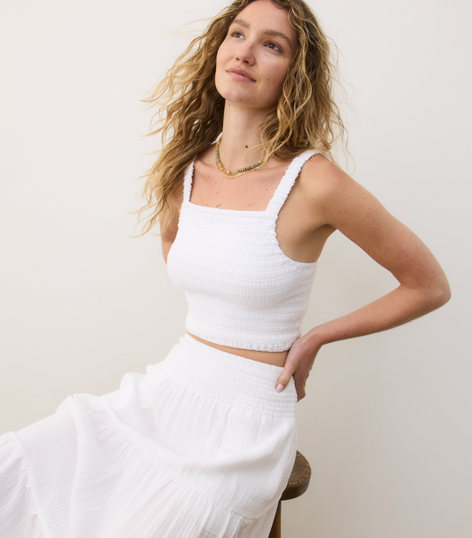 Lila Double Cloth Tank | White