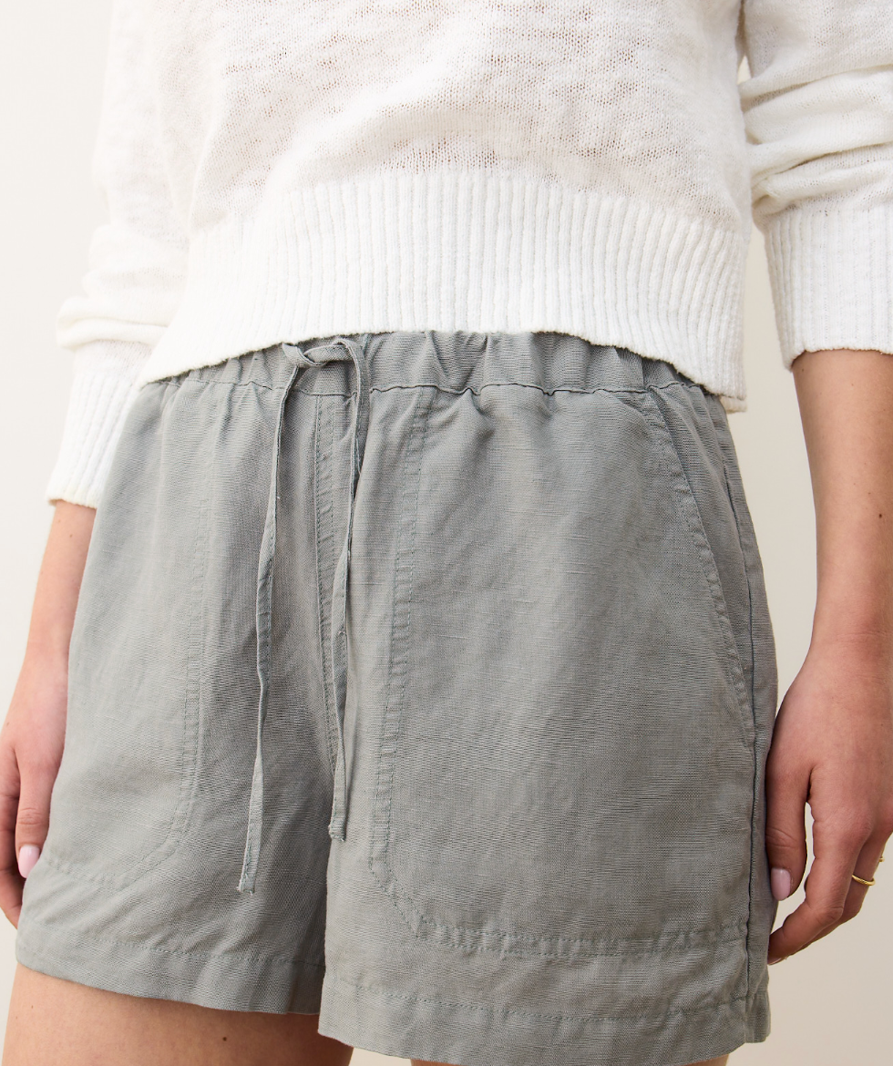 Linen Drawstring Short | Shadow
