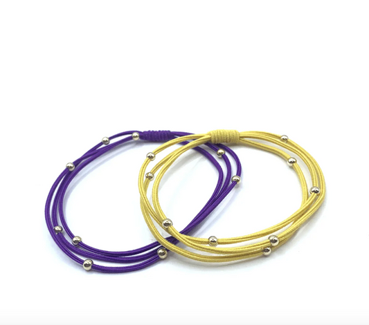 3mm Gold Water Pony Waterproof Bracelet Hair Bands in Gold and Purple #WP-M