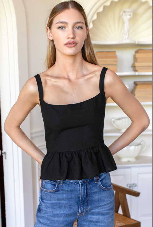 Emerson Fry Jour Peplum Top - Black