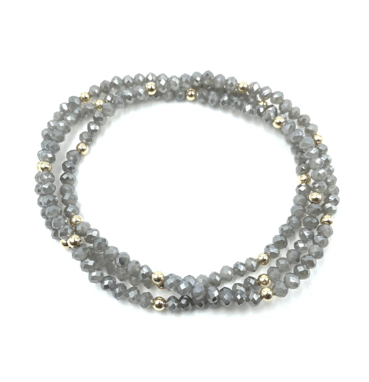 OG Shimmer Bracelet Stack in Light Gray + Gold Filled