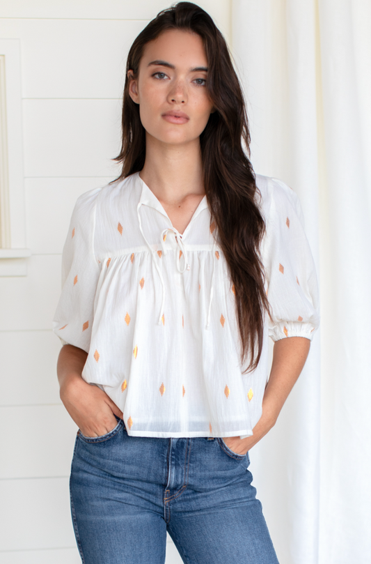 Emerson Fry Puff Isla Top - Gold Leaf Ivory