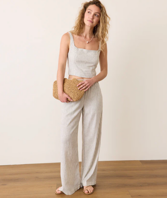Allison Hemp Trouser | Cream/Navy