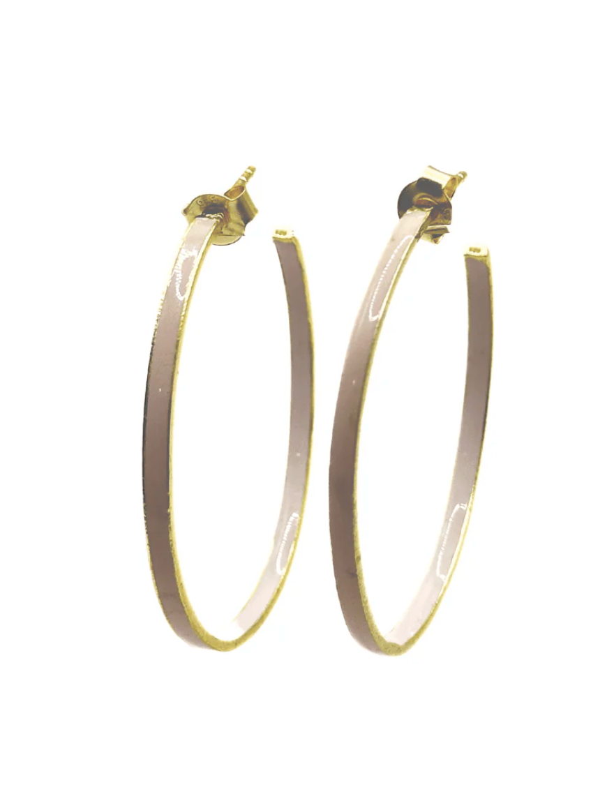 Mykonos Enameled Hoop Earrings | Pink