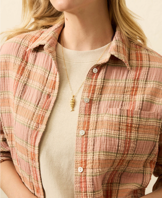 Faherty Dune Cotton Gauze Relaxed Shirt | Tinted Rose