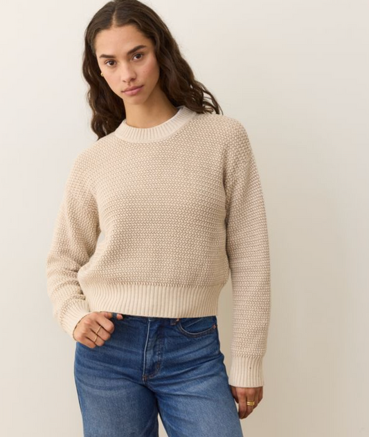 Robin Textured Crewneck Sweater | Almond