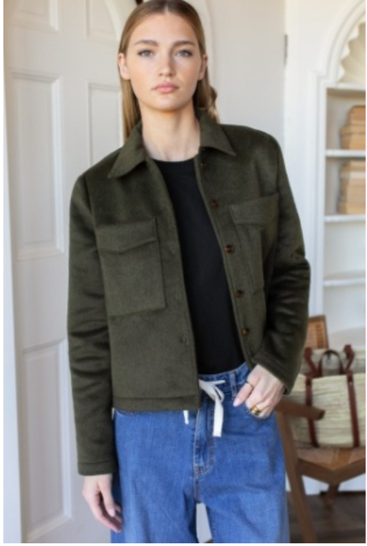 Emerson Fry Atelier Pocket Shacket | Army Green Wool