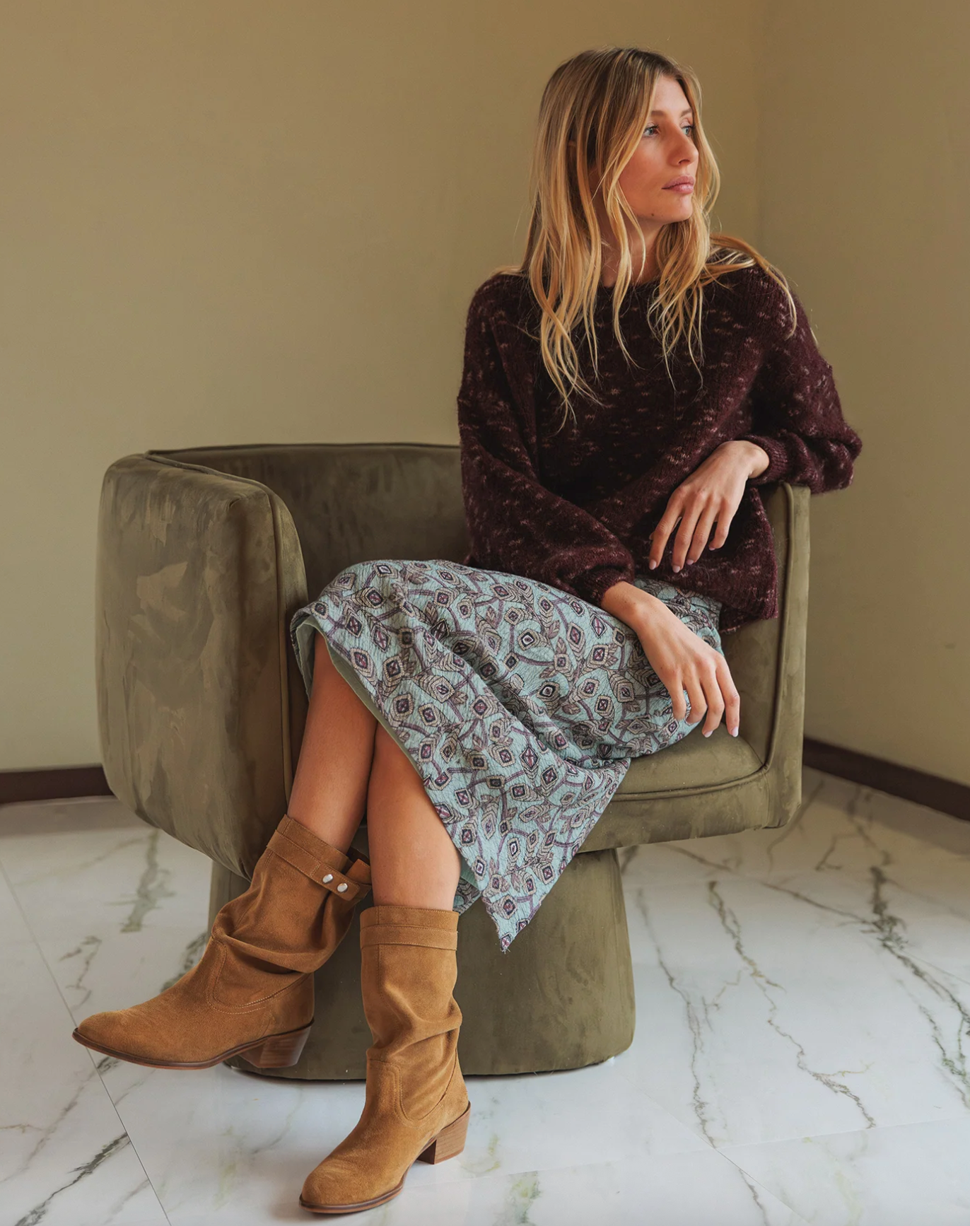 Midi Pencil Skirt | Agua