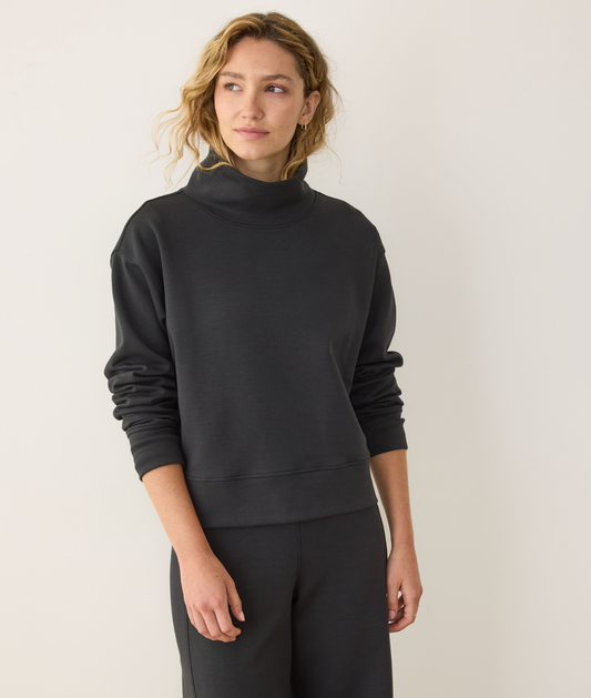 Nova Mock Neck Sweatshirt | Washed Black