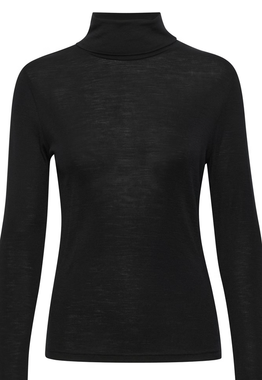 Thildes Tencel Turtleneck T-shirt | Black