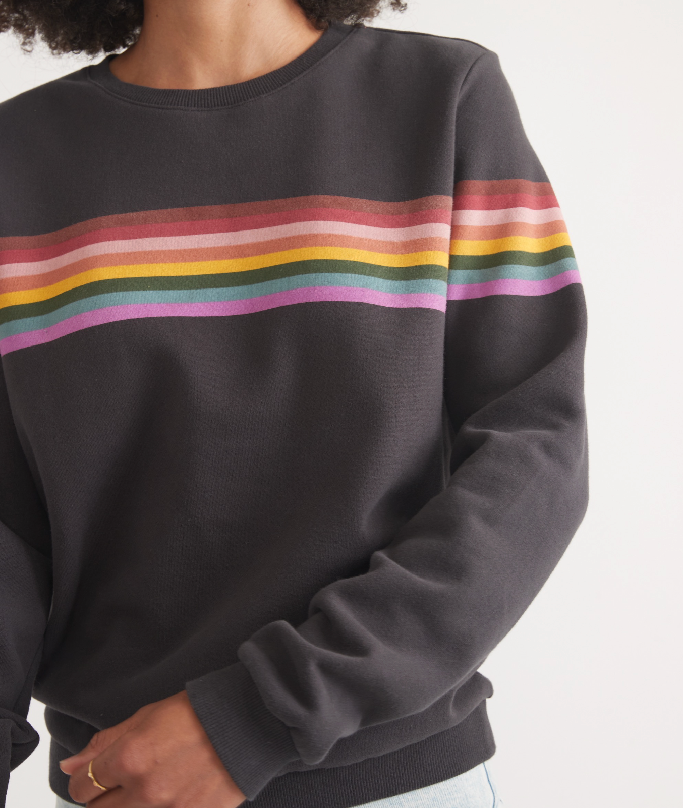 Anytime Sweatshirt | Washed Black Stripe 25