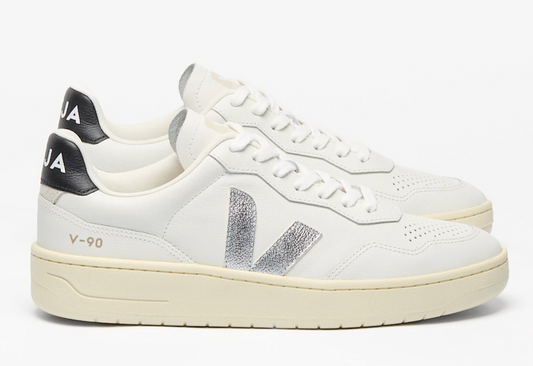 VEJA V-90 O.T. Leather | White Silver Black